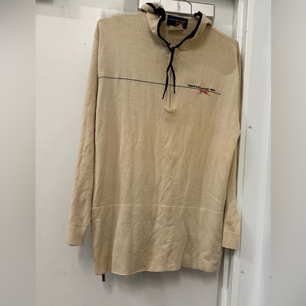 Men's Beige Long Sleeve hoodie Sweater